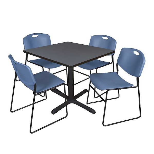 Cain Cain Square Table & Chair Set, Wood, Metal, Polypropylene Top TB4242GY44BE - main